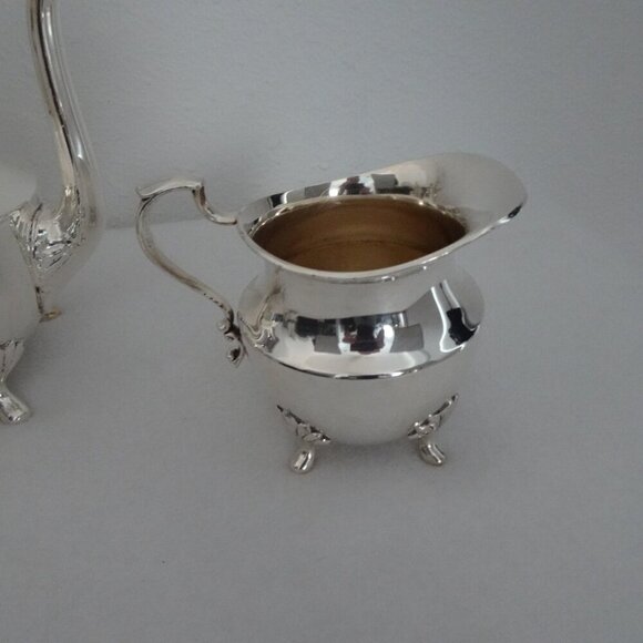 Vintage Silver Plated Coffee Tea Set Poole 2500 Footed Pot Sugar Creamer - Picture 12 of 16